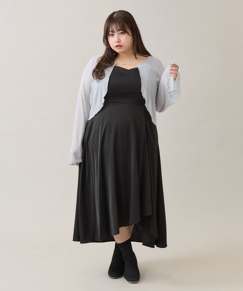 【極美品】POPPY アシメフレアフーディーワンピース　グレー Poppy】アシメフレアフーディーワンピ（グレー）