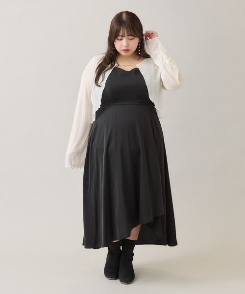 大きいサイズ】アシメフレアキャミワンピース（ワンピース