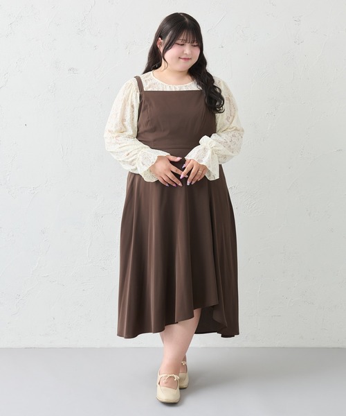 Louiosy(ルオシー)の「【大きいサイズ】アシメフレアキャミワンピース(ワンピース・レディース・ダークブラウン/ブラック系その他/ブラック・4L/3L)」の17枚目の写真