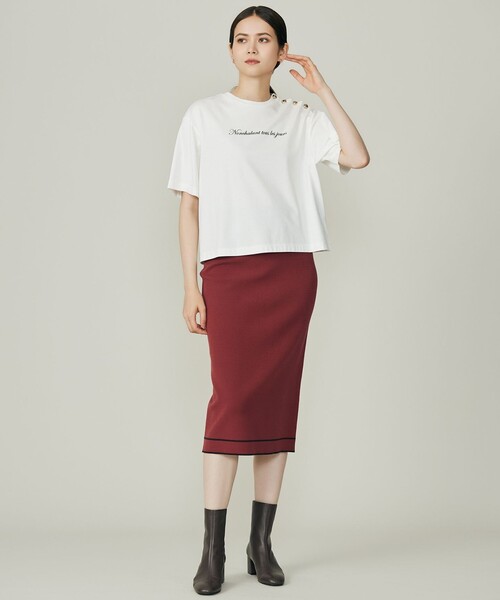 自由区(ジユウク)の「ループバック Tシャツ(Tシャツ/カットソー・レディース・アイボリー系/ネイビー系・38/40)」の15枚目の写真