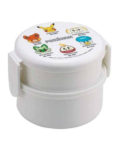 sanrio（サンリオ）の「(SK)【　sanrio / calbee / snoopy　】人気キャラの可愛さが調味料♪　丸型ランチボックスお弁当箱 2段 フォーク付き [500ml]（お弁当箱・キッズ・ピンク系/ピンク×イエロー/ホワイト×ピンク/モカ/ホワイト×レッド/オレンジ系1/オレンジ系2/ホワイト×グリーン/ホワイト系/イエロー× ブルー/レッド系・ONE SIZE）」の5枚目の写真