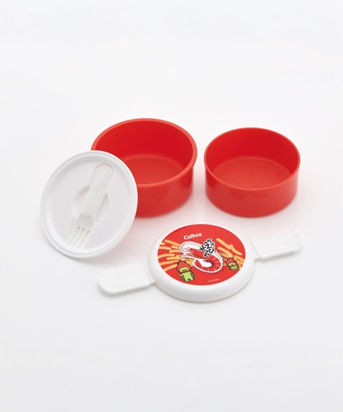 sanrio（サンリオ）の「(SK)【　sanrio / calbee / snoopy　】人気キャラの可愛さが調味料♪　丸型ランチボックスお弁当箱 2段 フォーク付き [500ml]（お弁当箱・キッズ・ピンク系/ピンク×イエロー/ホワイト×ピンク/モカ/ホワイト×レッド/オレンジ系1/オレンジ系2/ホワイト×グリーン/ホワイト系/イエロー× ブルー/レッド系・ONE SIZE）」の14枚目の写真