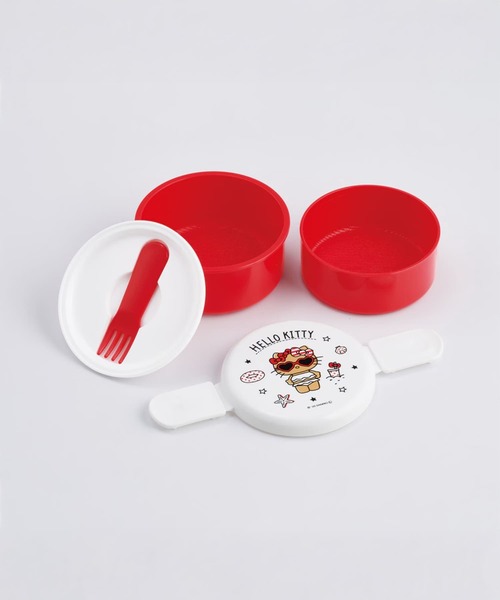 sanrio（サンリオ）の「(SK)【　sanrio / calbee / snoopy　】人気キャラの可愛さが調味料♪　丸型ランチボックスお弁当箱 2段 フォーク付き [500ml]（お弁当箱・キッズ・ピンク系/ピンク×イエロー/ホワイト×ピンク/モカ/ホワイト×レッド/オレンジ系1/オレンジ系2/ホワイト×グリーン/ホワイト系/イエロー× ブルー/レッド系・ONE SIZE）」の20枚目の写真