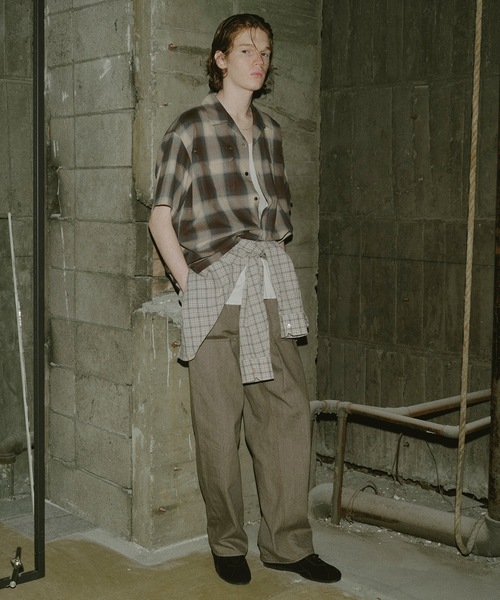 JIEDA(ジエダ)の「CHECK OPEN COLLAR SHIRT S/S(シャツ/ブラウス・メンズ・ブラック/ブラウン・1/2)」の3枚目の写真