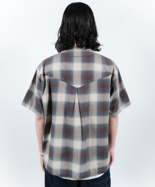 JIEDA(ジエダ)の「CHECK OPEN COLLAR SHIRT S/S(シャツ/ブラウス・メンズ・ブラック/ブラウン・1/2)」の6枚目の写真