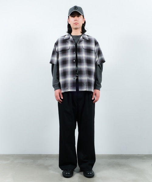 JIEDA(ジエダ)の「CHECK OPEN COLLAR SHIRT S/S(シャツ/ブラウス・メンズ・ブラック/ブラウン・1/2)」の7枚目の写真