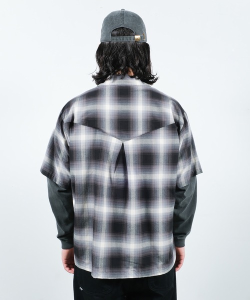 JIEDA(ジエダ)の「CHECK OPEN COLLAR SHIRT S/S(シャツ/ブラウス・メンズ・ブラック/ブラウン・1/2)」の9枚目の写真