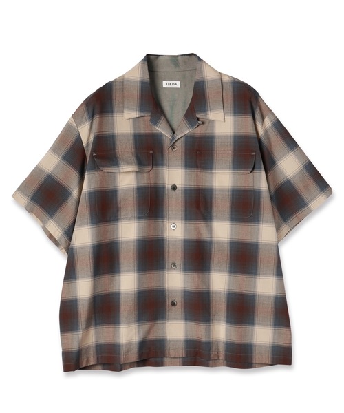 JIEDA(ジエダ)の「CHECK OPEN COLLAR SHIRT S/S(シャツ/ブラウス・メンズ・ブラック/ブラウン・1/2)」の10枚目の写真