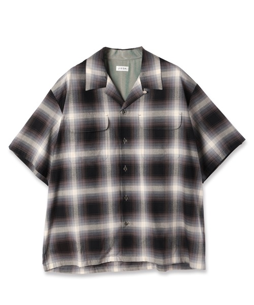JIEDA(ジエダ)の「CHECK OPEN COLLAR SHIRT S/S(シャツ/ブラウス・メンズ・ブラック/ブラウン・1/2)」の12枚目の写真