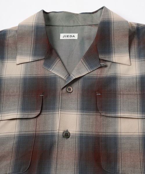 JIEDA(ジエダ)の「CHECK OPEN COLLAR SHIRT S/S(シャツ/ブラウス・メンズ・ブラック/ブラウン・1/2)」の14枚目の写真