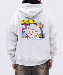 【a】〔GRANMA/グランマ〕裏起毛 発泡プリント プルオーバーパーカー