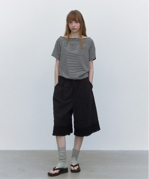 ELOOPS(イーループス)の「【ELOOPS】レース切替リネンコットンギャザーパンツ(スラックス・レディース・ホワイト/ブラウン/ブラック・S/M)」の16枚目の写真