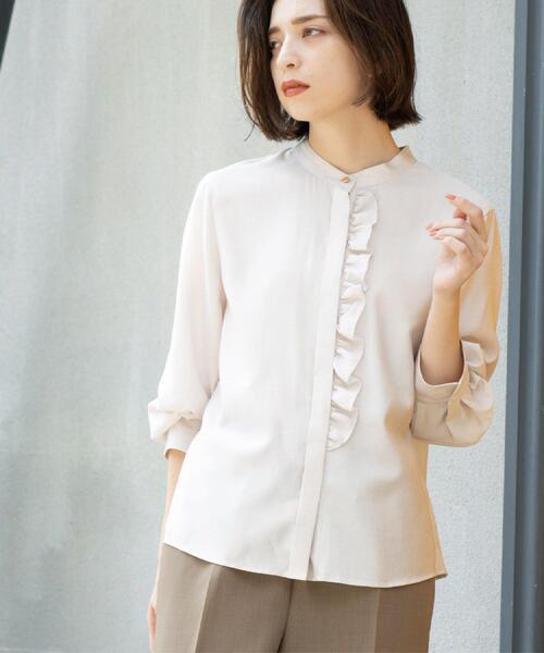 OPAQUE.CLIP（オペークドットクリップ）の「フロントフリルブラウス【洗濯機OK】（シャツ/ブラウス・レディース・グレー/ナチュラル/ボルドー/ネイビー・38/40）」の17枚目の写真