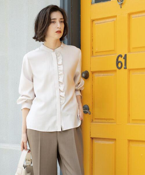 OPAQUE.CLIP（オペークドットクリップ）の「フロントフリルブラウス【洗濯機OK】（シャツ/ブラウス・レディース・グレー/ナチュラル/ボルドー/ネイビー・38/40）」の16枚目の写真