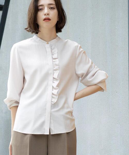 OPAQUE.CLIP（オペークドットクリップ）の「フロントフリルブラウス【洗濯機OK】（シャツ/ブラウス・レディース・グレー/ナチュラル/ボルドー/ネイビー・38/40）」の15枚目の写真