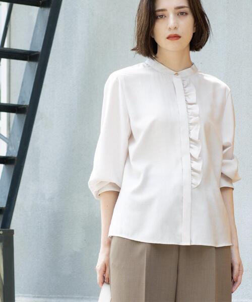 OPAQUE.CLIP（オペークドットクリップ）の「フロントフリルブラウス【洗濯機OK】（シャツ/ブラウス・レディース・グレー/ナチュラル/ボルドー/ネイビー・38/40）」の14枚目の写真