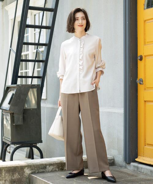 OPAQUE.CLIP（オペークドットクリップ）の「フロントフリルブラウス【洗濯機OK】（シャツ/ブラウス・レディース・グレー/ナチュラル/ボルドー/ネイビー・38/40）」の13枚目の写真