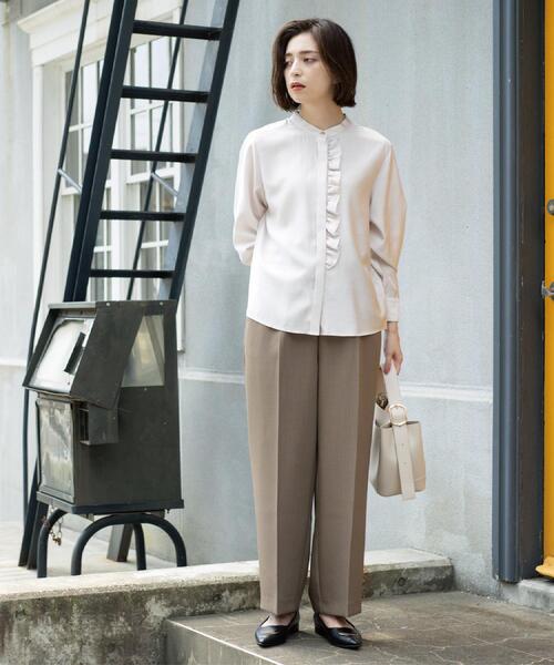 OPAQUE.CLIP（オペークドットクリップ）の「フロントフリルブラウス【洗濯機OK】（シャツ/ブラウス・レディース・グレー/ナチュラル/ボルドー/ネイビー・38/40）」の12枚目の写真