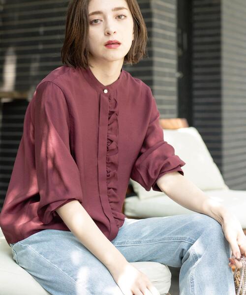 OPAQUE.CLIP（オペークドットクリップ）の「フロントフリルブラウス【洗濯機OK】（シャツ/ブラウス・レディース・グレー/ナチュラル/ボルドー/ネイビー・38/40）」の21枚目の写真