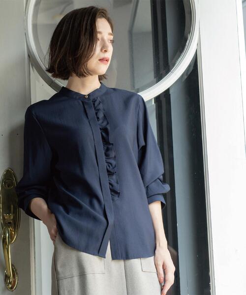 OPAQUE.CLIP（オペークドットクリップ）の「フロントフリルブラウス【洗濯機OK】（シャツ/ブラウス・レディース・グレー/ナチュラル/ボルドー/ネイビー・38/40）」の19枚目の写真