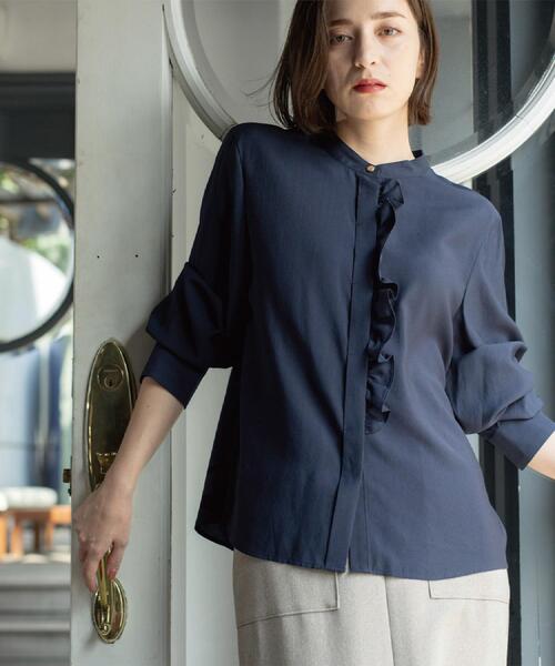 OPAQUE.CLIP（オペークドットクリップ）の「フロントフリルブラウス【洗濯機OK】（シャツ/ブラウス・レディース・グレー/ナチュラル/ボルドー/ネイビー・38/40）」の18枚目の写真