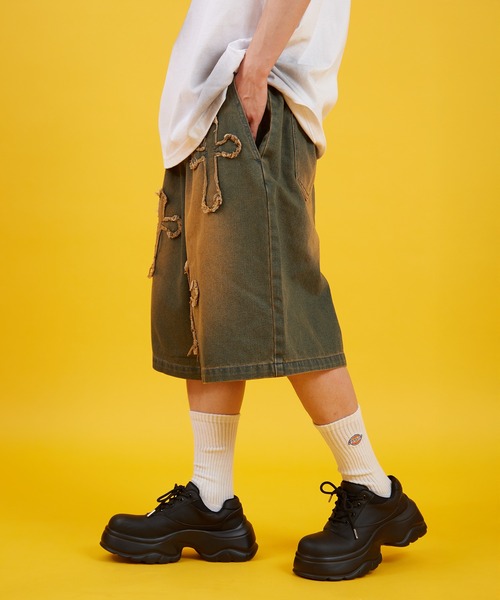 improves(インプローブス)の「デニム オーバー ダイ ワイド ショートパンツ 10oz(デニムパンツ・メンズ・ブラック/インディゴブルー・MEDIUM/LARGE)」の8枚目の写真