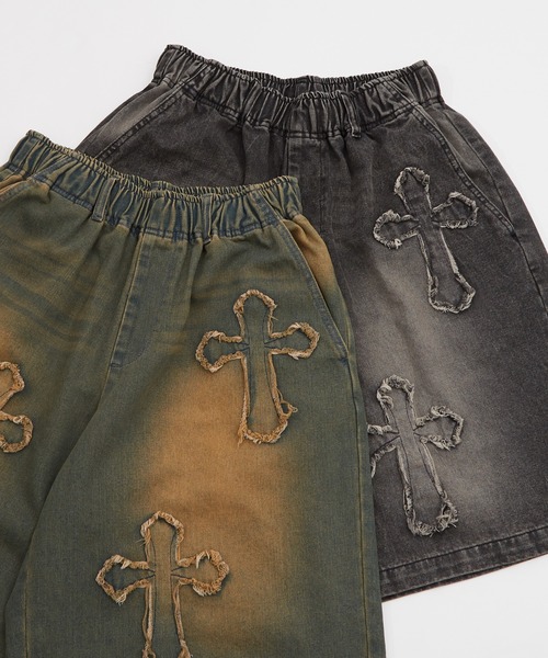 improves(インプローブス)の「デニム オーバー ダイ ワイド ショートパンツ 10oz(デニムパンツ・メンズ・ブラック/インディゴブルー・MEDIUM/LARGE)」の11枚目の写真