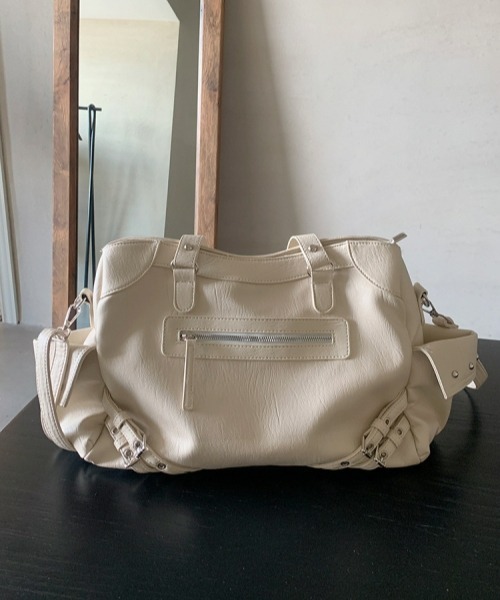 gossip!ロサンゼルス(ゴシップロサンゼルス)の「Y2K大容量レトロバイカーバッグ(2WAY/ショルダー&トート)(ショルダーバッグ・レディース・オフホワイト/ブラック・FREE)」の20枚目の写真