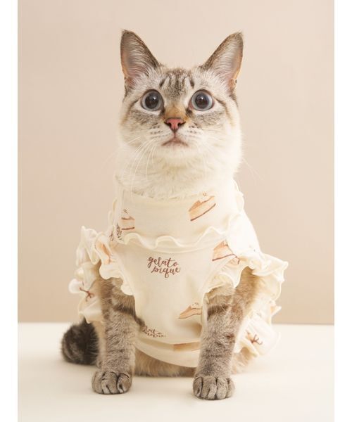 gelato pique(ジェラートピケ)の「【CAT&DOG】オータムケーキ柄プルオーバー(ペットウェア・レディース・レッド/ピンク/クリーム・S/M/L)」の1枚目の写真