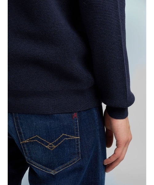 REPLAY（リプレイ）の「コットンウール ワッフルニット（ニット/セーター・メンズ・インディゴブルー・X-LARGE/MEDIUM/SMALL/LARGE）」の3枚目の写真