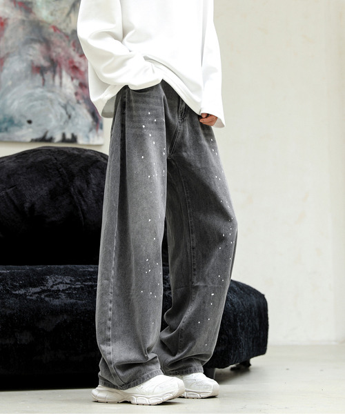 neos(ネオス)の「【neos】ルーズシルエット ヴィンテージウォッシュ カーブ ワイド デニム パンツ(デニムパンツ・メンズ・グレー/ブラック/ダークインディゴブルー・X-LARGE/LARGE/MEDIUM)」の4枚目の写真