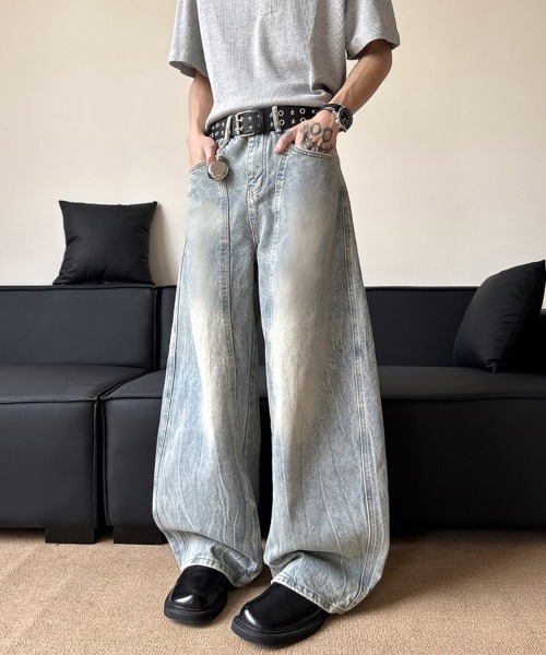 Ressaca(レサーカ)の「ワイドシルエットユーズド加工デニムパンツ(デニムパンツ・メンズ・ブルー・M/L/XL)」の4枚目の写真