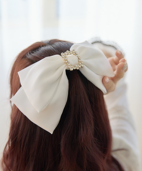 ROJITA（ロジータ）の「スクエアビジュBIGリボンバレッタ（バレッタ/ヘアクリップ・レディース・ホワイト/ピンク/ボルドー/ブラック・FREE）」の2枚目の写真