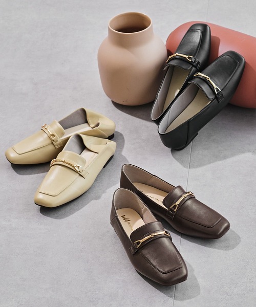 WA ORiental TRaffic（ダブルエーオリエンタルトラフィック）の「2025秋冬新作スクエアトゥモチーフバブーシュローファー/52308（パンプス・レディース・ブラウン/イエロー/ブラック・34/35/36/37/38/39/40/41/42/33/43）」の12枚目の写真