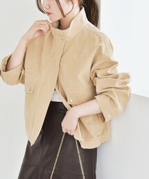 quaranciel（カランシエル）の「quaranciel〈洗濯機可能〉ポリエステル スエード スタンドカラー ジップ ショート ブルゾン（ブルゾン）」