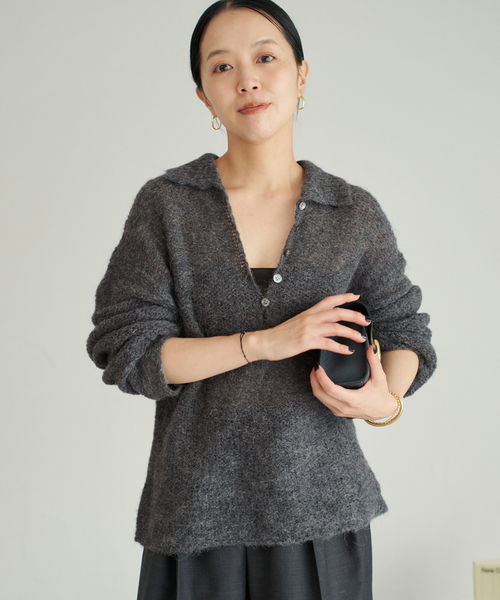 plage（プラージュ）の「ALPACA MIX BUTTON ニット（ニット/セーター・レディース・ホワイト/チャコールグレー/ベージュ・FREE）」の15枚目の写真