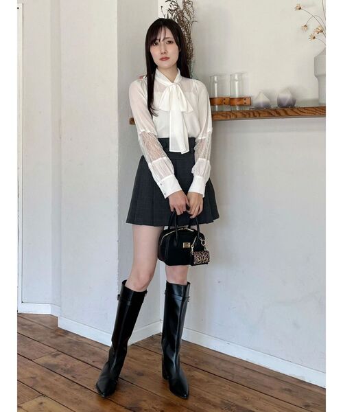 MERCURYDUO(マーキュリーデュオ)の「ベルト付きチェックプリーツミニスカパン(スカート・レディース・ブラウン/ダークグリーン/グレー・MEDIUM/SMALL)」の16枚目の写真