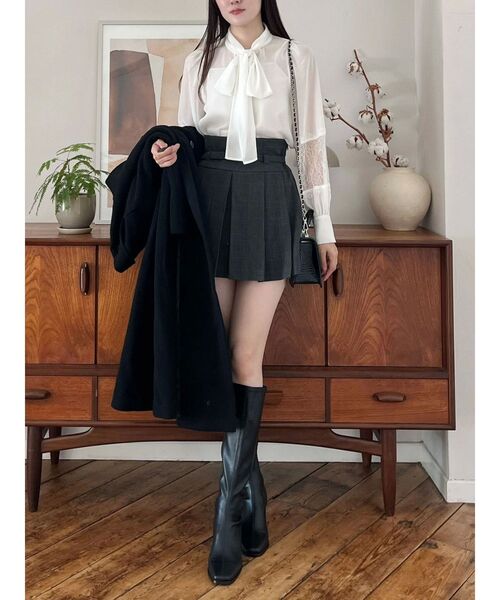 MERCURYDUO(マーキュリーデュオ)の「ベルト付きチェックプリーツミニスカパン(スカート・レディース・ブラウン/ダークグリーン/グレー・MEDIUM/SMALL)」の21枚目の写真