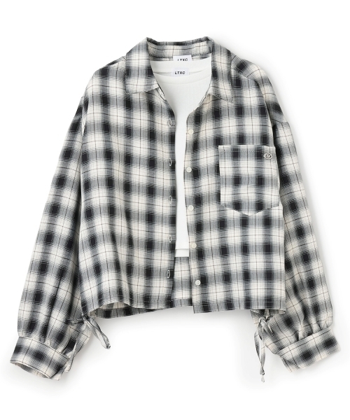 LOVETOXIC(ラブトキシック)の「【LTXC】インナーつきチェックシャツ(アンサンブル・キッズ・ブラック/エンジ/ネイビー・S:140cm/130cm/L:160cm/M:150cm)」の2枚目の写真