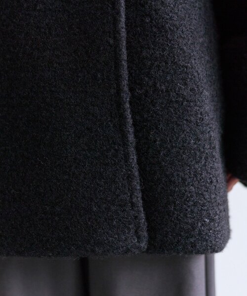 mystic シャギーミドルコート ブラック 今すぐお届け可能！2サイズ展開】ウール混 シャギーミドルコート