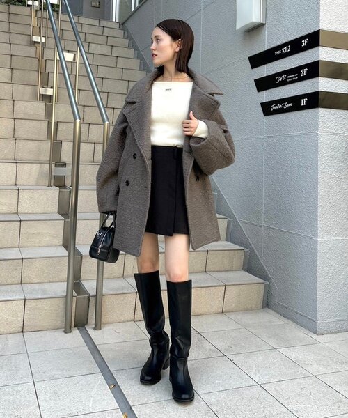 mystic(ミスティック)の「【WEB/限定店舗】シャギーミドルコート(その他アウター・レディース・チャコールグレー/ブラック/アイボリー・1/2)」の4枚目の写真