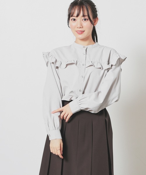 Honeys(ハニーズ)の「フリルブラウス(シャツ/ブラウス・レディース・ブルー系その他3/ホワイト/グレー系その他2・S/M/L)」の16枚目の写真