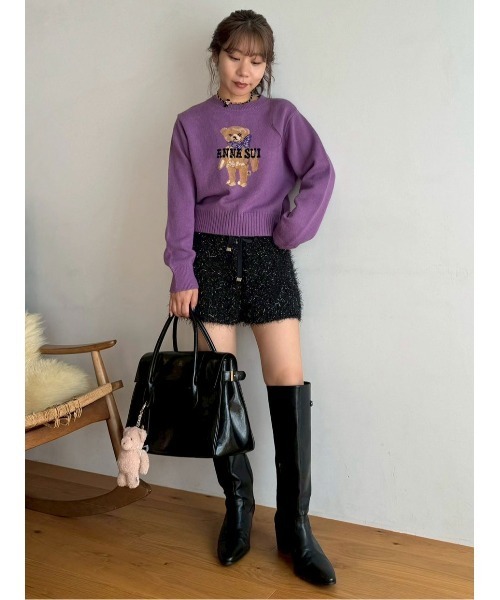 LILY BROWN（リリーブラウン）の「【LILY BROWN ×ANNA SUI】バタフライLily Bearニット（ニット/セーター・レディース・ミント/パープル/ネイビー/オフホワイト・F）」の8枚目の写真