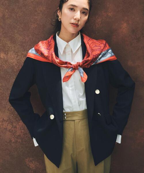 THE SHOP TK （ザ ショップ ティーケー ）の「【今羽織るなら】ダブルブレストジャケット【セットアップ可/洗える】（テーラードジャケット・レディース・ネイビー/チャコールグレー/ブラウン系その他・11/13/12）」の3枚目の写真