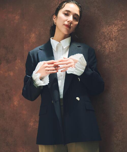 THE SHOP TK （ザ ショップ ティーケー ）の「【今羽織るなら】ダブルブレストジャケット【セットアップ可/洗える】（テーラードジャケット・レディース・ネイビー/チャコールグレー/ブラウン系その他・11/13/12）」の5枚目の写真