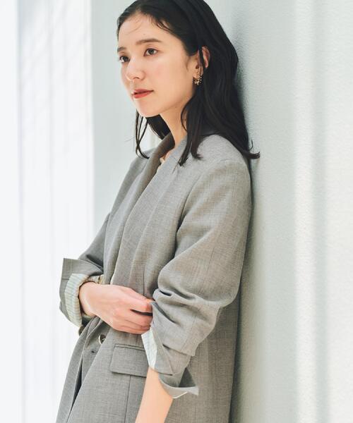 THE SHOP TK （ザ ショップ ティーケー ）の「【今羽織るなら】ダブルブレストジャケット【セットアップ可/洗える】（テーラードジャケット・レディース・ネイビー/チャコールグレー/ブラウン系その他・11/13/12）」の11枚目の写真