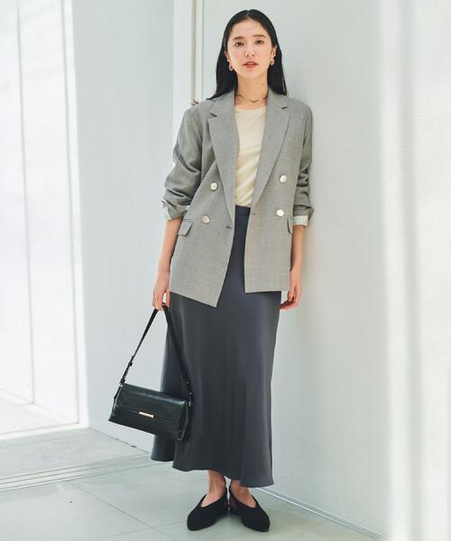 THE SHOP TK （ザ ショップ ティーケー ）の「【今羽織るなら】ダブルブレストジャケット【セットアップ可/洗える】（テーラードジャケット・レディース・ネイビー/チャコールグレー/ブラウン系その他・11/13/12）」の12枚目の写真