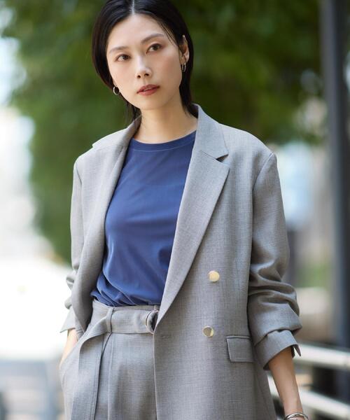 THE SHOP TK （ザ ショップ ティーケー ）の「【今羽織るなら】ダブルブレストジャケット【セットアップ可/洗える】（テーラードジャケット・レディース・ネイビー/チャコールグレー/ブラウン系その他・11/13/12）」の14枚目の写真