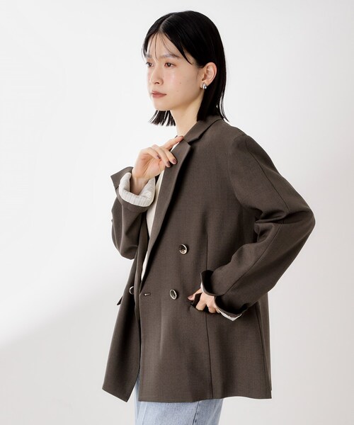 【laubeblanc】ダブルブレストブレザーブラウン Double breasted Blazer – L'AUBE BLANC