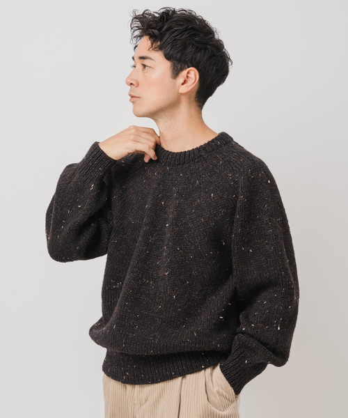 EDIFICE（エディフィス）の「E. アルパカ ネップ ハンドニット（ニット/セーター・メンズ・オートミール/グレー/ブラック・LARGE/MEDIUM）」の2枚目の写真